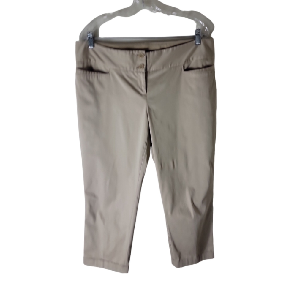 The Limited drew fit women's plus size 14 capri pants tan cotton spandex stretch